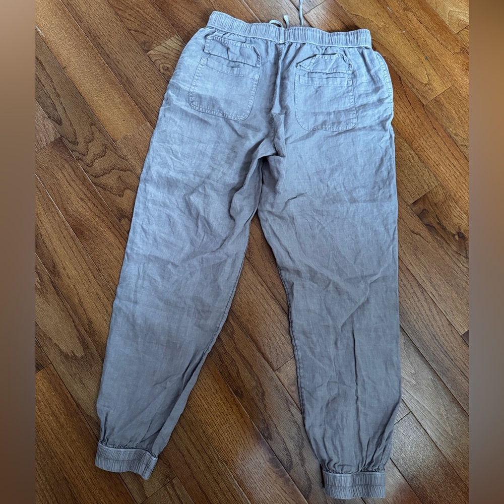 42. Women’s Casual Drawstring Linen Jogger Pants - Tan/Light mauve - Picture 3 of 7